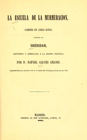 Cover of: La escuela de la murmuración by Richard Brinsley Sheridan