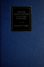 Cover of: Business communication: theory and application