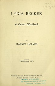 Cover of: Lydia Becker by Marion Holmes