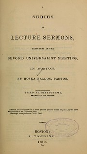Cover of: A series of lecture sermons by Hosea Ballou