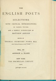 Cover of: The English poets: selections with critical introductions