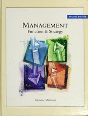 Cover of: Management: Function and Strategy