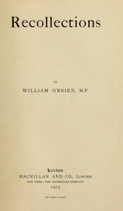 Cover of: Recollections by O'Brien, William