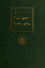 Cover of: Rules for descriptive cataloging in the Library of Congress.