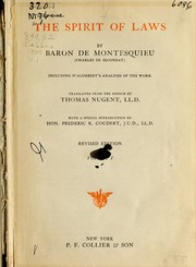 Cover of: The spirit of laws by Charles-Louis de Secondat baron de La Brède et de Montesquieu