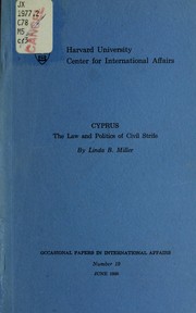 Cover of: Cyprus; the law and politics of civil strife by Linda B. Miller
