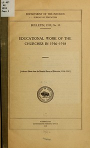 Cover of: Educational work of the churches in 1916-1918 