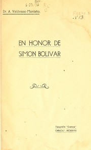 Cover of: En honor a Simón Bolívar