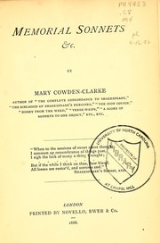 Cover of: Memorial sonnets, etc by Mary Cowden Clarke