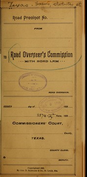 Cover of: Road overseer's commission, with road law ...