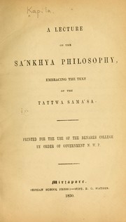 Cover of: A lecture on the Saʹnkhya philosophy