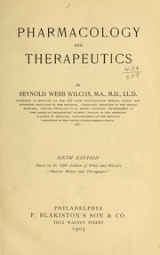 Cover of: Pharmacology and therapeutics.
