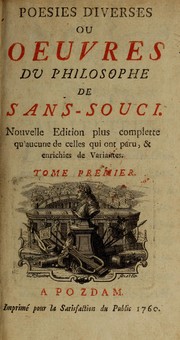 Cover of: Poesies diverses ou oeuvres du philosophe de Sans-Souci by Friedrich II, King of Prussia