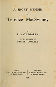 Cover of: A short memoir of Terence MacSwiney