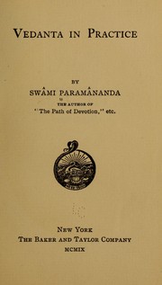 Cover of: Vedanta in practice