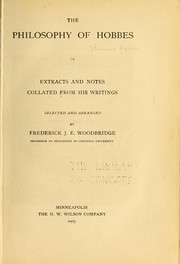 Cover of: The philosophy of Hobbes in extracts and notes collated from his writings