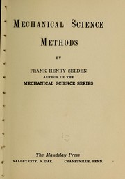 Cover of: Mechanical science methods