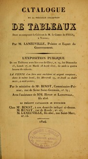 Cover of: Catalogue de la precieuse collection de tableaux du cabinet de M. le Comte de Fries, a Vienne