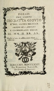 Cover of: Poesie del conte Gio: Batta Giovio ...