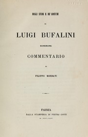 Cover of: Degli studi e de' costumi di Luigi Bufalini Cesenate