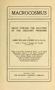 Cover of: Macroscosmus; hints toward the solution of the greatest problems