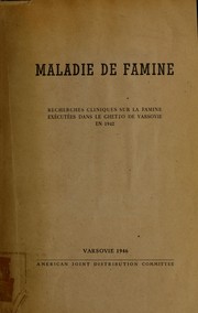Cover of: Maladie de famine by American Jewish Joint Distribution Committee.