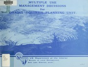 Cover of: Multiple use management decisions for Onaqui - Oquirrh Planning Unit