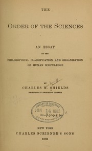 The order of the sciences by Charles W. Shields
