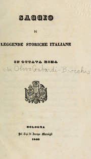 Cover of: Saggio di leggende storiche italiane: in ottava rima