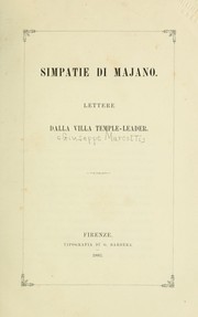 Cover of: Simpatie di Majano: lettere dalla villa Temple-Leader