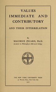 Values, immediate and contributory, and their interrelation by Maurice Picard