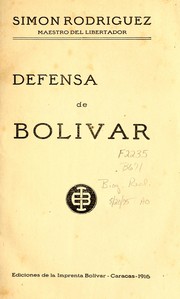 Cover of: Defensa de Bolívar. by Simón Rodríquez