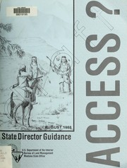 Cover of: Access: supplement to state director guidance for resource management planning in Montana and the Dakotas