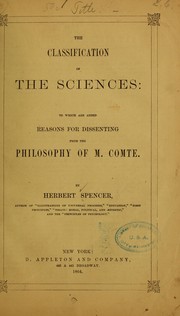Cover of: The classification of the sciences