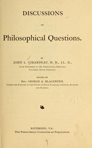 Cover of: Discussions of philosophical questions by John Lafayette Girardeau