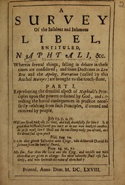 A survey of the insolent and infamous libel, entituled, Naphtali &c by Andrew Honyman