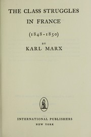 Cover of: The class struggles in France (1848-1850) by Karl Marx