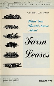 Cover of: What you should know about farm leases | A. Doyle Reed