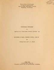 Cover of: Statistical supplement to Agricultural Experiment Station circular 393 by Sidney Samuel Hoos