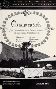Cover of: Ornamentals for low-elevation desert areas of southern California