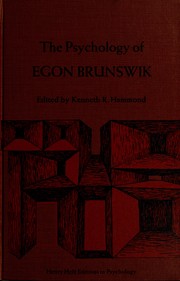 The Psychology of Egon Brunswik by Kenneth R. Hammond