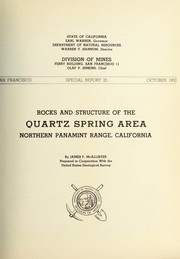 Cover of: Rocks and structure of the Quartz Spring area: northern Panamint Range, California.