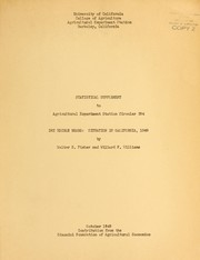 Cover of: Statistical supplement to Agricultural Experiment Station circular 394: Dry edible beans, situation in California