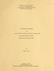 Cover of: Statistical supplement to Agricultural Experiment Station Circular 390: California early potatoes situation and outlook, 1948