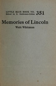 Cover of: Memories of President Lincoln by Walt Whitman
