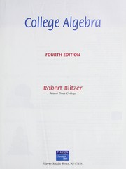 Cover of: College algebra by Robert Blitzer