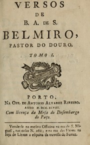 Cover of: Versos de B.A. de S., Belmiro, Pastor do Douro