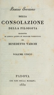 Cover of: [Boezio Severino]: della consolazione della filosofia