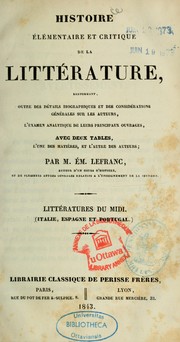 Cover of: Histoire élémentaire et critique de la littérature