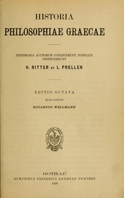 Cover of: Historia philosophiae graecae by Heinrich Ritter